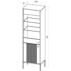 Витрина Iseo FURNLUX CLASSIC, 54x39x180 cm, черный цена и информация | Витрины, серванты | 220.lv