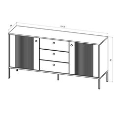 Komode Iseo FURNLUX CLASSIC, 154x39x79 cm, melna cena un informācija | Skapīši viesistabai | 220.lv