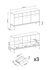 Буфет Mono FURNLUX CLASSIC, 153x39x83 cm, красный цена и информация | Шкафчики в гостиную | 220.lv