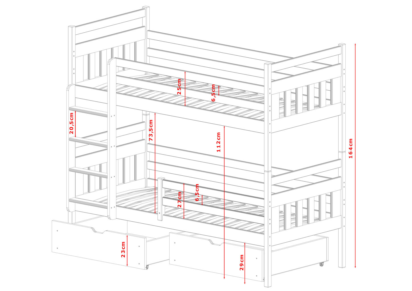 Divstāvu gultas Adas FURNLUX CLASSIC, 88x208x164 cm, balta цена и информация | Gultas | 220.lv