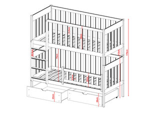 Двухъярусные кровати Dawid FURNLUX CLASSIC, 88x168x179 cm, белый цена и информация | Кровати | 220.lv