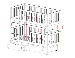 Divstāvu gultas Michalina FURNLUX CLASSIC, 88x168x164 cm, balta cena un informācija | Gultas | 220.lv