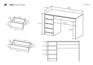 Rakstāmgalds Ada FURNLUX CLASSIC, 120x55x75 cm, balta cena un informācija | Datorgaldi, rakstāmgaldi, biroja galdi | 220.lv