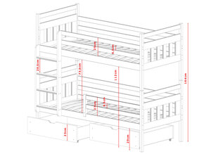 Двухъярусные кровати Adas FURNLUX CLASSIC, 98x188x164 cm, графит цена и информация | Кровати | 220.lv