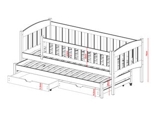 Vienguļamās gultas Amelka FURNLUX CLASSIC, 98x188x75 cm, pelēka cena un informācija | Bērnu gultas | 220.lv