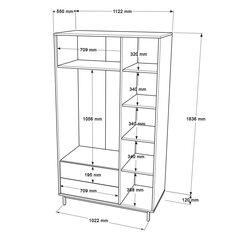 Spinta Ocean FURNLUX CLASSIC, 112x55x196 cm, balta cena un informācija | Skapji | 220.lv