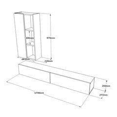 Tv galdiņi Luvio FURNLUX CLASSIC, 175x27x25 cm, dabīga cena un informācija | TV galdiņi | 220.lv