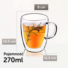 6x termiskās glāzes 270 ml kafijas latte komplektam ar dubultu rokturi cena un informācija | Glāzes, krūzes, karafes | 220.lv