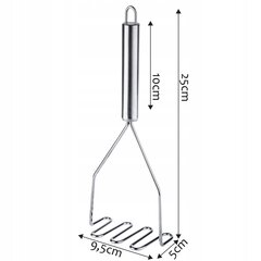 Толкатель для картофеля, стальная толкушка, спиральная машина для пюре, 25 см цена и информация | Кухонные принадлежности | 220.lv