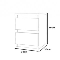 Naktsskapītis 2 atvilktnes Balts/brūna цена и информация | Прикроватные тумбочки | 220.lv