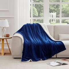 Одеяло Lifewit Sherpa Fleece Blanket Bedspread, Navy Blue, 127x152 см, мягкое и теплое цена и информация | Одеяла | 220.lv