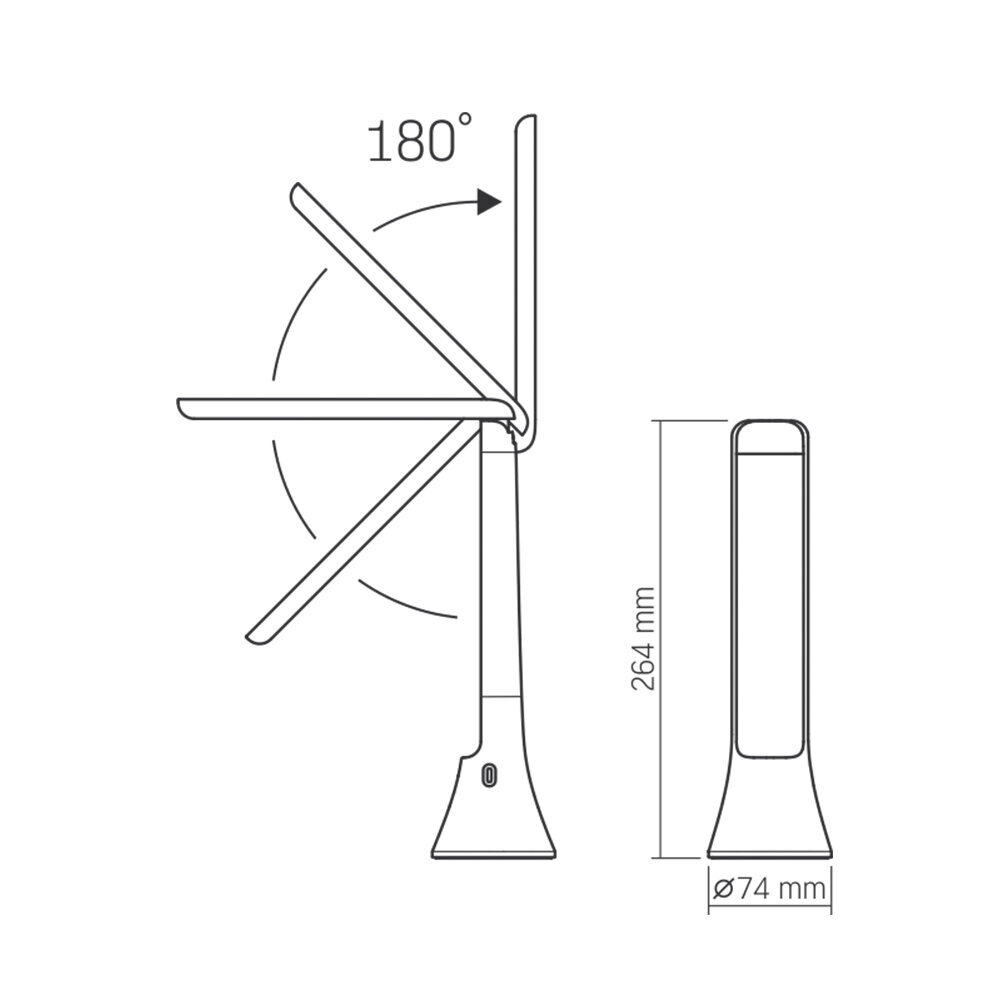 Galda lampa/lukturis LED 5W, uzlādējama - dimmējama, Videx, balta cena un informācija | Galda lampas | 220.lv