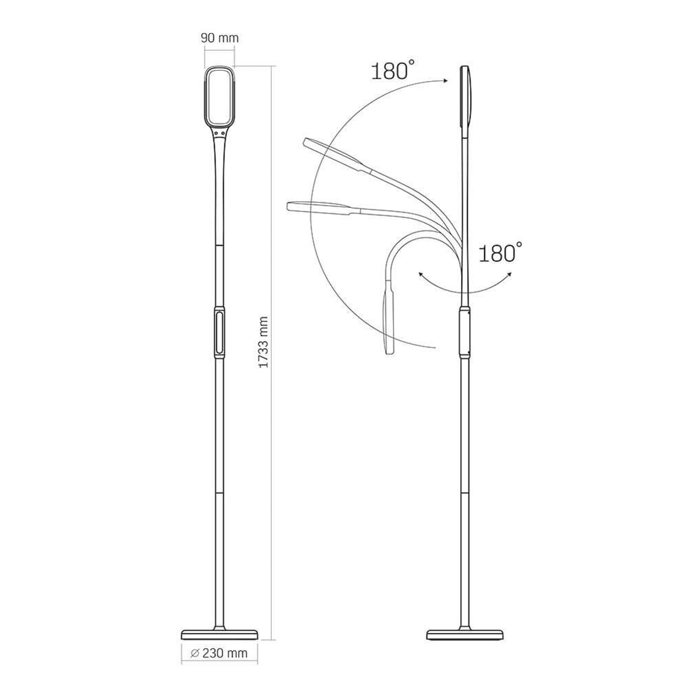 Stāvlampa LED 14W dimmējama, Videx, melna cena un informācija | Stāvlampas | 220.lv