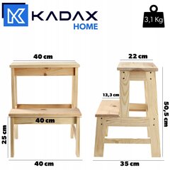 Koka virtuves krēsls, 50 cm, platforma ar pakāpienu, masīvs cena un informācija | Virtuves un ēdamistabas krēsli | 220.lv