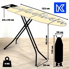 Гладильная доска широкая, складная, 120x38 см, с держателем для утюга цена и информация | Гладильные доски | 220.lv