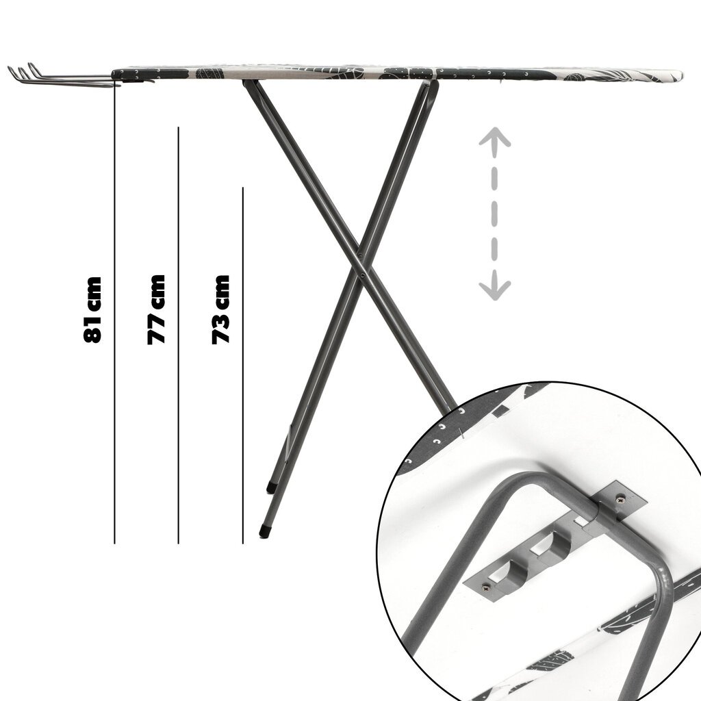 Saliekams gludināmais dēlis 100x30cm viegls standarta gludekļa turētājs cena un informācija | Veļas gludināšana | 220.lv