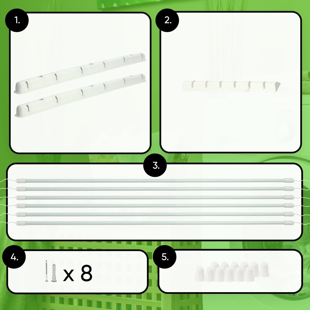 Griestu vannas istabas veļas žāvētājs 6 stieņi 150 cm Izturīgs ciets cena un informācija | Veļas žāvēšana | 220.lv