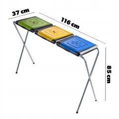 Подставка-корзина для сортировки мусора, 3 позиции для мешков по 120 л, рама цена и информация | Мусорные баки | 220.lv