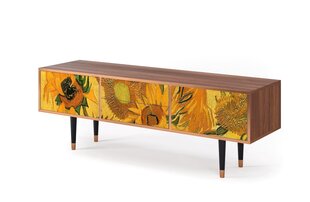 TV skapis ar 2 atvilktnēm un 2 durvīm L 170 cm, Sunflowers By Vincent Van Gogh Walnut cena un informācija | Kumodes | 220.lv