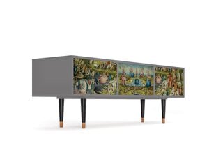 TV skapis ar 2 atvilktnēm un 2 durvīm L 170 cm, The Garden By Hieronymus Bosch Grey cena un informācija | Kumodes | 220.lv