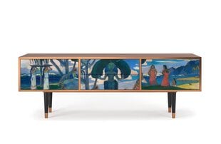 TV skapis ar 2 atvilktnēm un 2 durvīm L 170 cm, Day Of The God By Paul Gauguin Walnut cena un informācija | Kumodes | 220.lv