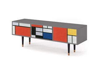 Тумба под ТВ T4 Composition With Blue, Red And Yellow By Piet Modrian L 170 cm, серый цена и информация | Комоды | 220.lv