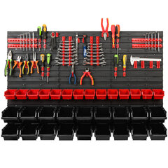 Система хранения для мастерской с полками | 117 x 78 cm | 32 шт. Коробка | стеллаж для хранения Полка для мастерской цена и информация | Ящики для инструментов, держатели | 220.lv