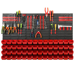 Система хранения для мастерской с полками | 117 x 78 cm | 56 шт. Коробка | стеллаж для хранения Полка для мастерской цена и информация | Ящики для инструментов, держатели | 220.lv