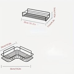 '1/2 шт. клейкая угловая полка для душа с крючками и держателем для мыла ' цена и информация | Аксессуары для ванной комнаты | 220.lv