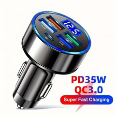 'Pd + qc 3.0 ātrās uzlādes automašīnas telefona lādētāja adapteris 4 porti usb auto lādētājs tips c pd ātrā uzlāde 3.0 auto lādētājs' cena un informācija | Vannas istabas aksesuāri | 220.lv