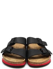 BIRKENSTOCK vīriešu melnas ādas čības ar sarkanu svītru Arizona PROF цена и информация | Мужские шлепанцы, босоножки | 220.lv