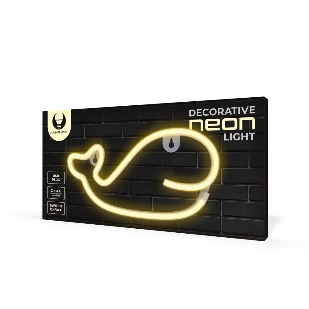 Neon LED Light WHALE warm white Bat + USB FLNEO9 Forever Light цена и информация | Sienas lampas | 220.lv