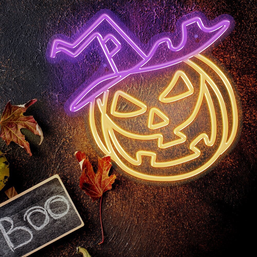 Neon PLEXI LED PUMPKIN WITCH purple orange FPNE17 Forever Light цена и информация | Lustras | 220.lv