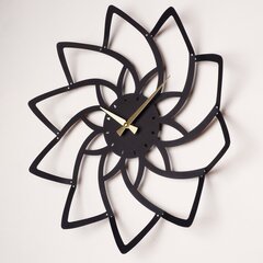 Dekoratyvinis metalinis sieninis laikrodis Lotus Metal Wall Clock - APS106 - Black cena un informācija | Pulksteņi | 220.lv