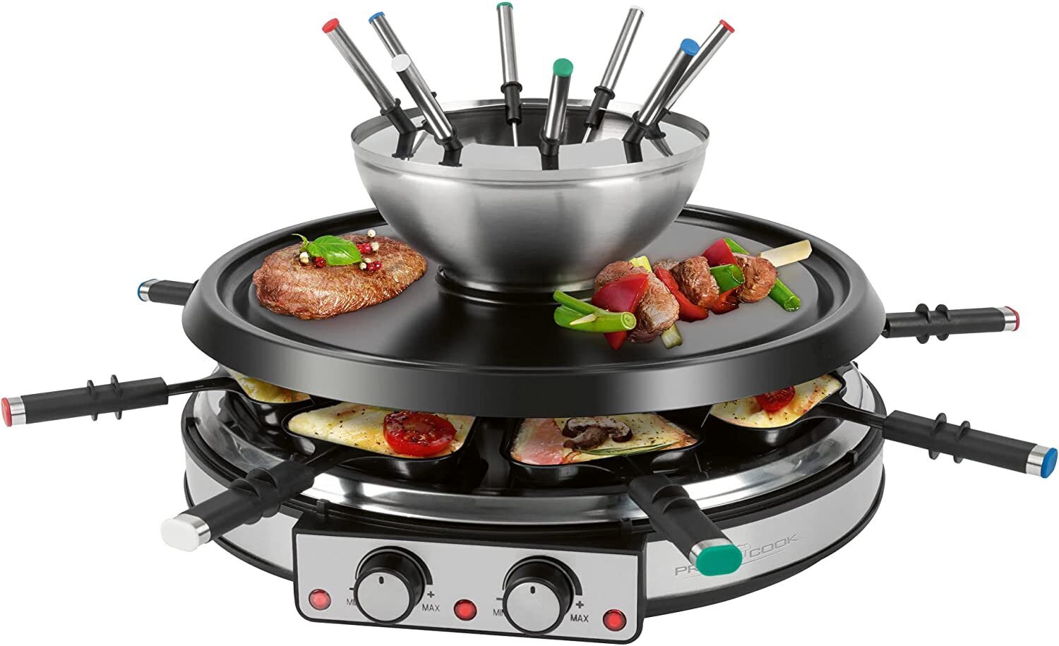 ProfiCook 2in1 Raclette Grill & Fondue Set PC RG|FD 1245 (black|silver) цена и информация | Pannas | 220.lv