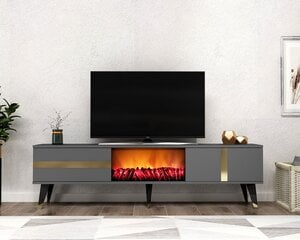 TV stalas Vania Fireplace - Anthracite, Gold цена и информация | Тумбы под телевизор | 220.lv