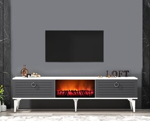 TV stalas Arona Fireplace - White, Anthracite cena un informācija | TV galdiņi | 220.lv