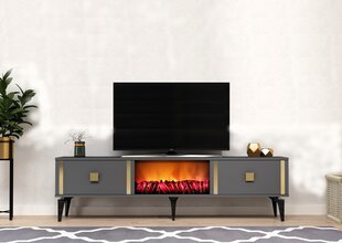 TV stalas Doruk Fireplace - Anthracite, Gold cena un informācija | TV galdiņi | 220.lv