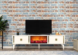 TV stalas Doruk Fireplace - White, Gold цена и информация | Тумбы под телевизор | 220.lv