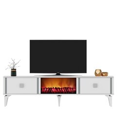 TV stalas Doruk Fireplace - White, Silver цена и информация | Тумбы под телевизор | 220.lv