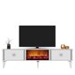 TV stalas Doruk Fireplace - White, Silver цена и информация | TV galdiņi | 220.lv