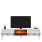 TV stalas Doruk Fireplace - White, Silver цена и информация | TV galdiņi | 220.lv