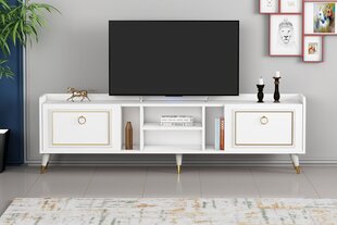 TV stalas Rudy v2 - White, Gold цена и информация | Тумбы под телевизор | 220.lv