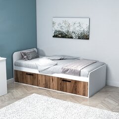 Viena lova Newra - Light Walnut, White cena un informācija | Gultas | 220.lv