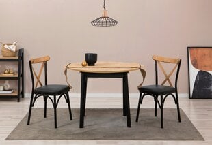 Išplečiamas valgomojo stalo ir kėdžių rinkinys (3 vienetai) Oliver - Oak, Black cena un informācija | Virtuves komplekti | 220.lv