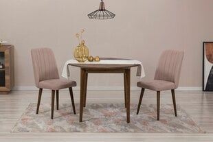Išplečiamas valgomojo stalo ir kėdžių rinkinys (3 vienetai) Vina 0900 - Walnut, Stone cena un informācija | Virtuves komplekti | 220.lv