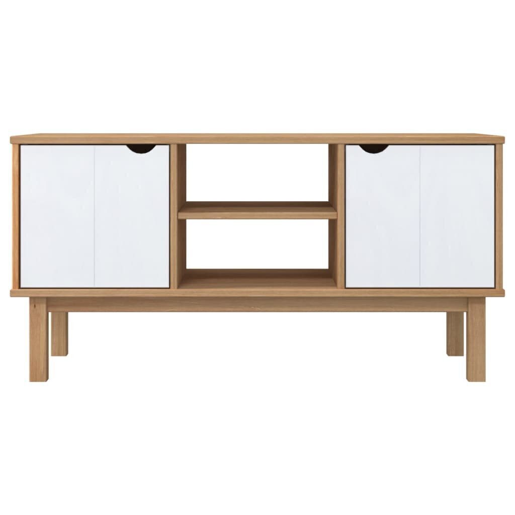 TV skapis (113,5x43x57cm), brūns/balts cena un informācija | TV galdiņi | 220.lv