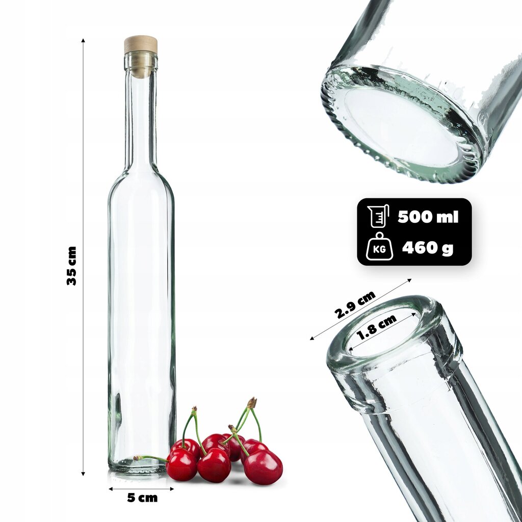 8x 500 ml pudele tinktūrām ar Fi19 korķi cena un informācija | Virtuves piederumi | 220.lv