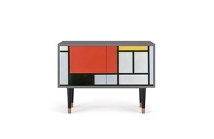 Kumode S1 Composition With Blue, Red And Yellow By Piet Modrian L 94 cm, pelēks cena un informācija | Kumodes | 220.lv