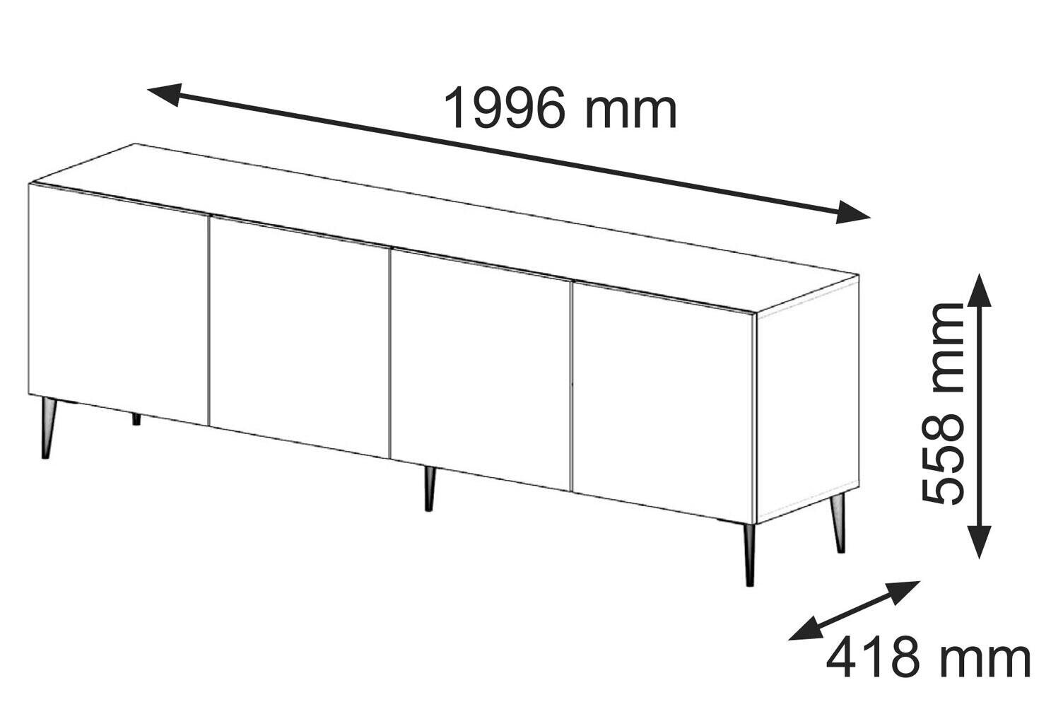 Tv galdiņi Ravenna C FURNLUX CLASSIC, 200x42x56 cm, balta цена и информация | TV galdiņi | 220.lv